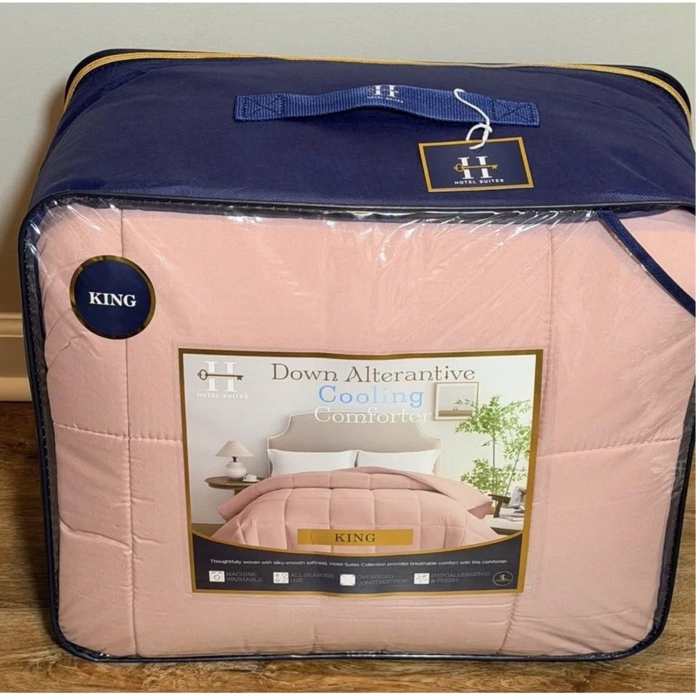 Hotel Suites Down Alternative Cooling Comforter King Pink Hypoallergenic 104x90